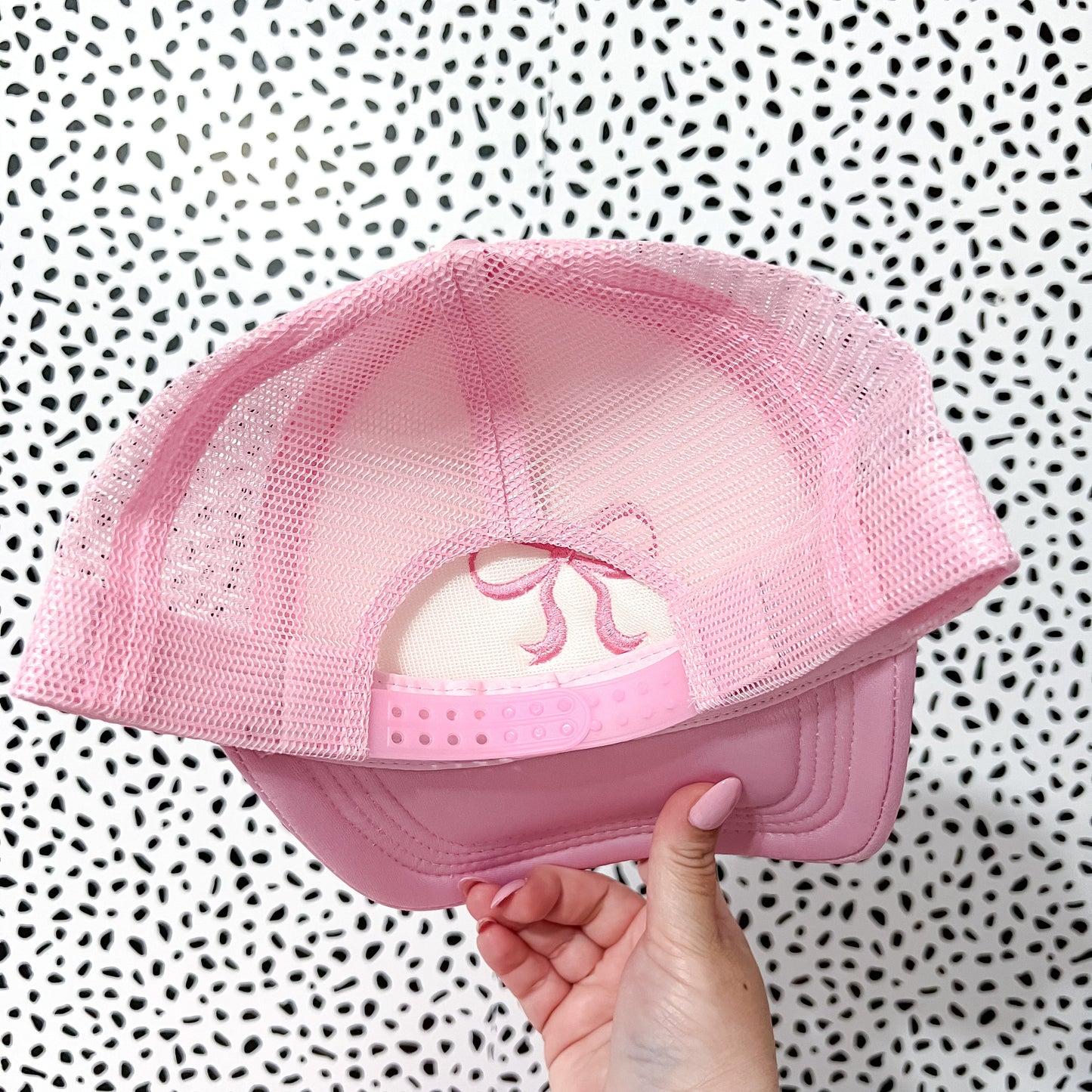 Coquette Bow Embroidered Pink Trucker Hat
